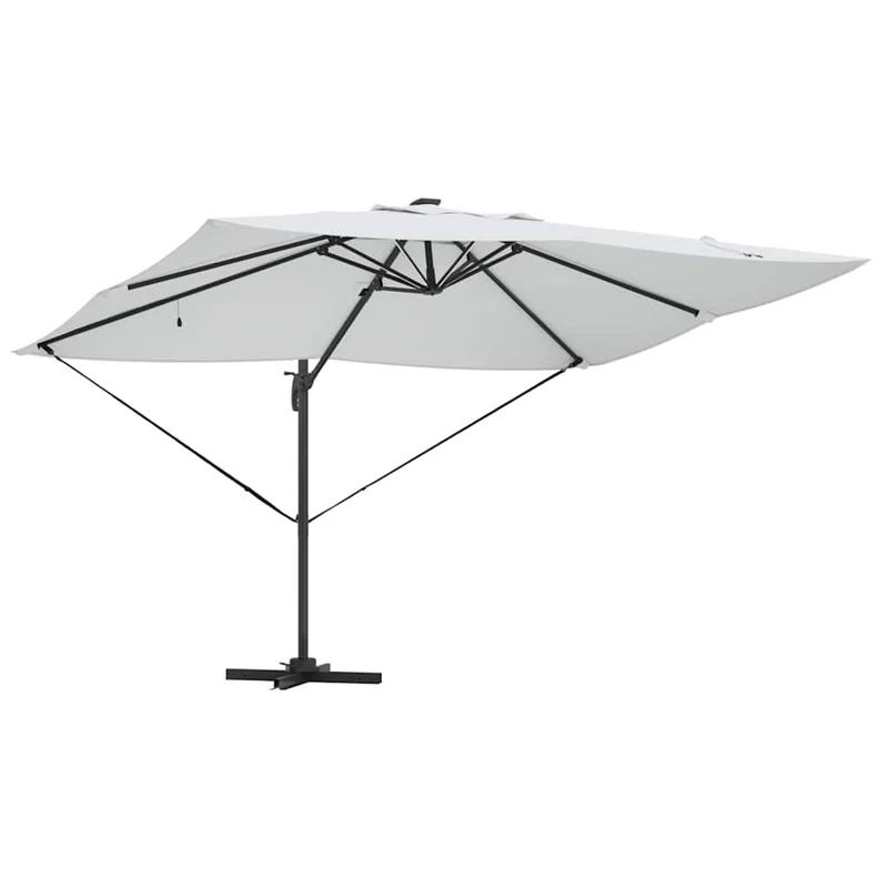 Parasol déporté inclinable extérieur 352 x 251 x 265 cm confort optimal style moderne en polyester sable 02_0058699