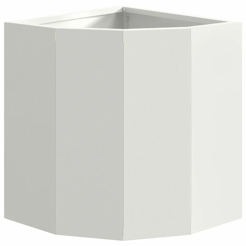 Jardinière d'angle moderne optimisée pour extérieur 30 x 30 x 35 cm en acier blanc 02_0052895