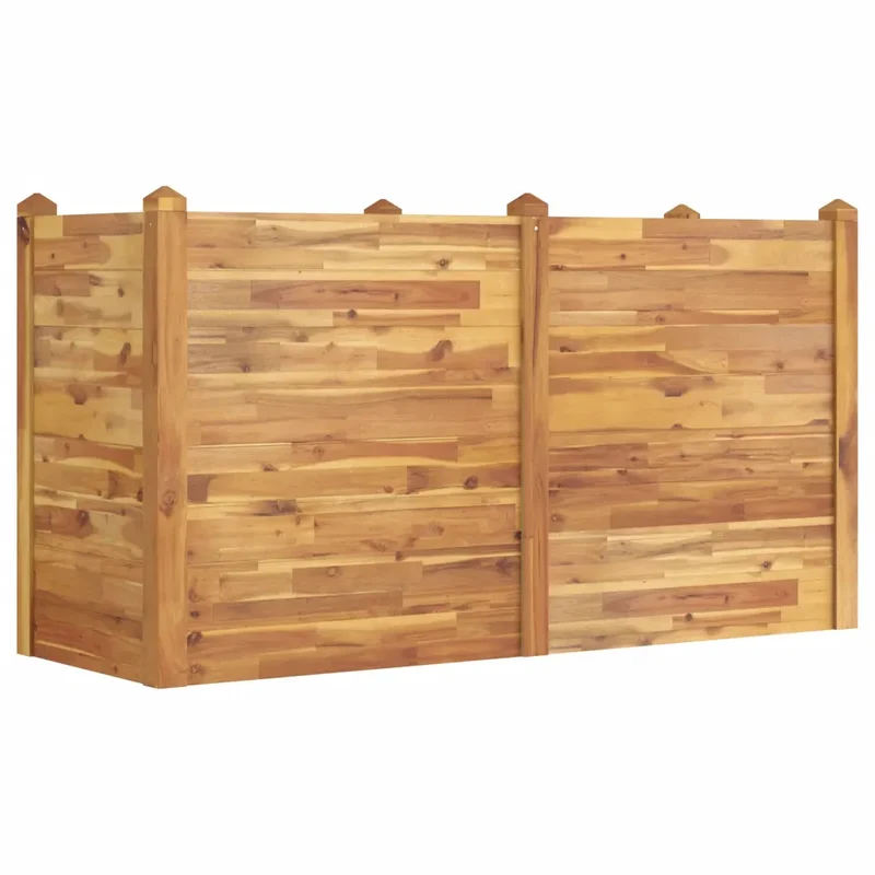 Lit surélevé de jardin empilable pour plantes et fleurs 160 x 60 x 84 cm style naturel en bois d'acacia 02_0047402