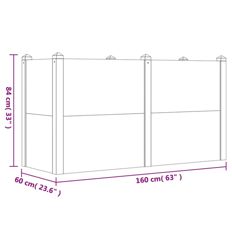 Lit surélevé de jardin empilable pour plantes et fleurs 160 x 60 x 84 cm style naturel en bois d'acacia 02_0047402