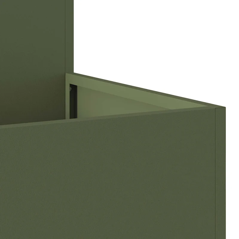 Cache-pot rectangulaire moderne jardin 100 x 100 x 48 cm ambiance chic en acier vert olive 02_0052063