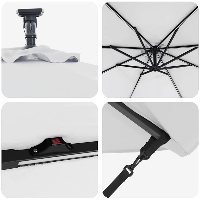 Parasol cantilever inclinable extérieur 294 x 294 x 248 cm design moderne durable en polyester sable 02_0058755