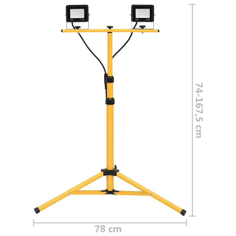 Projecteur à LED avec trépied réglable hauteur 74 x 78 x 167 cm éclairage lumineux construction en aluminium noir 02_0046113