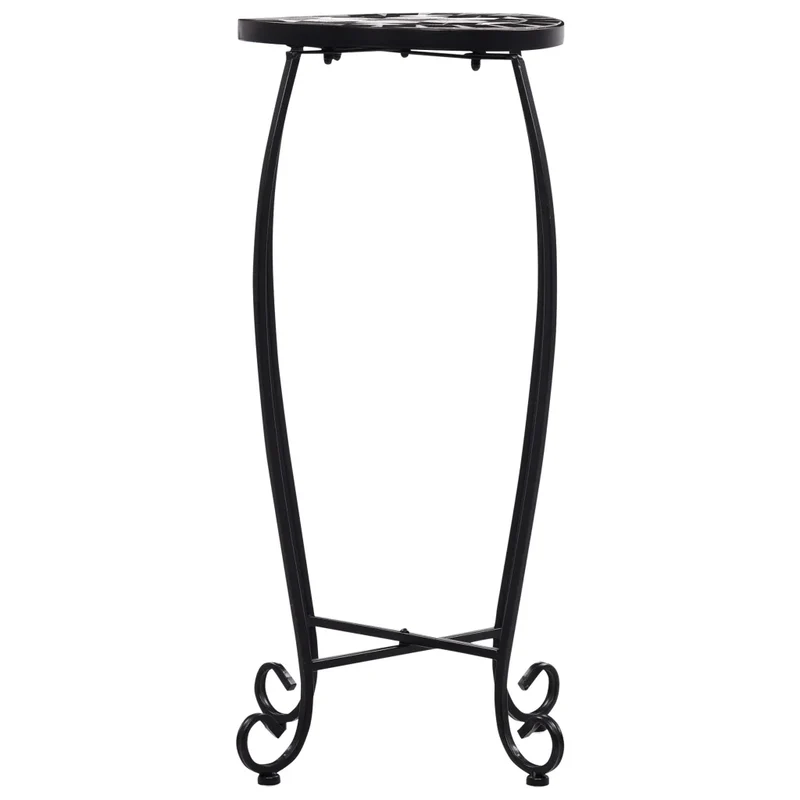 Lot de 3 tables mosaïque carrées moderne extérieur jardin 30 x 70 cm 25 x 60 cm 20 x 50 cm en céramique noir 02_0045922