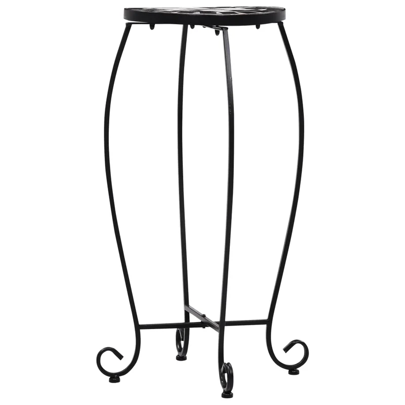 Lot de 3 tables mosaïque carrées moderne extérieur jardin 30 x 70 cm 25 x 60 cm 20 x 50 cm en céramique noir 02_0045922