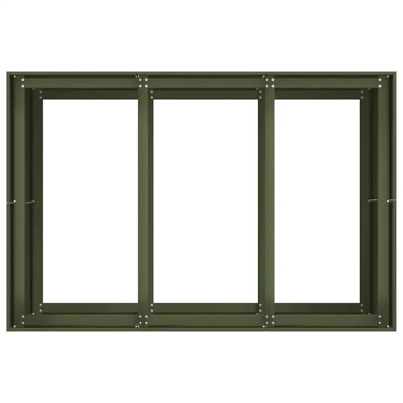 Jardinière moderne design extérieure 120 x 80 x 80 cm avec fond ouvert et stabilité accrue en acier vert olive 02_0051572