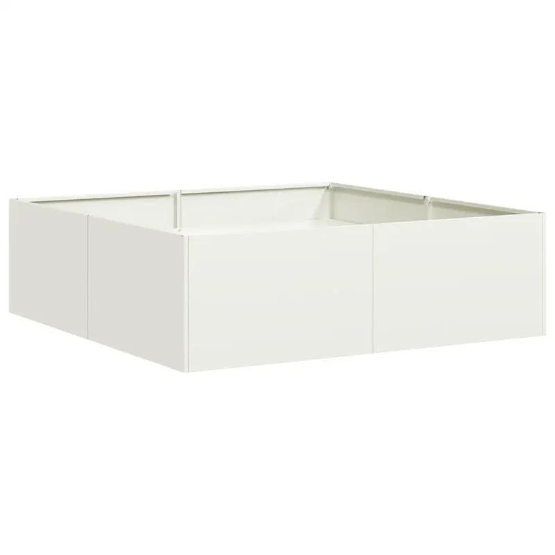 Lot de 1 jardinière décorative moderne pour jardin 100 x 100 x 30 cm avec fond ouvert en acier blanc 02_0051589