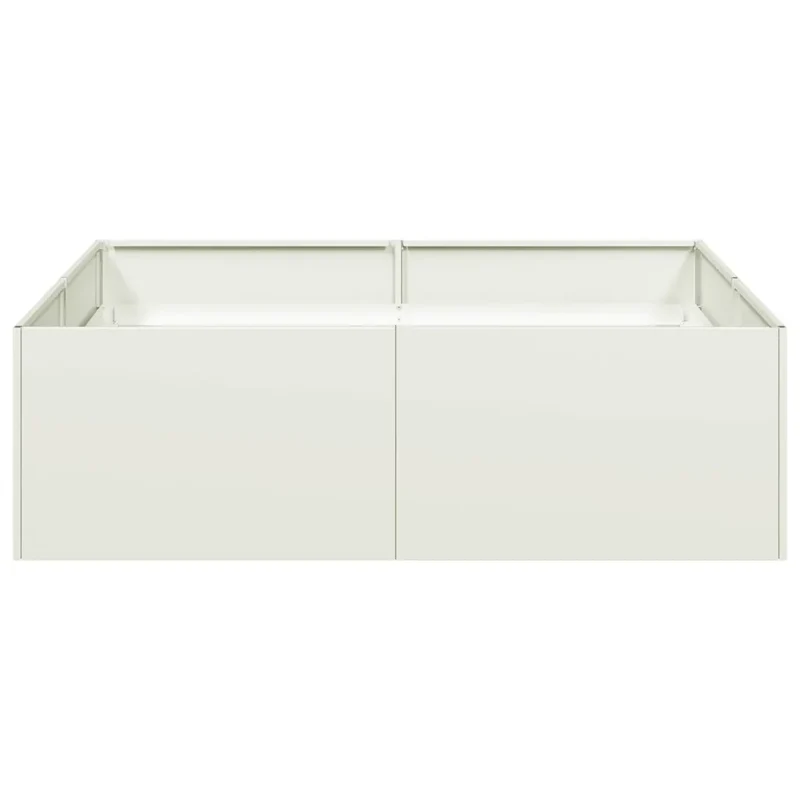 Lot de 1 jardinière décorative moderne pour jardin 100 x 100 x 30 cm avec fond ouvert en acier blanc 02_0051589