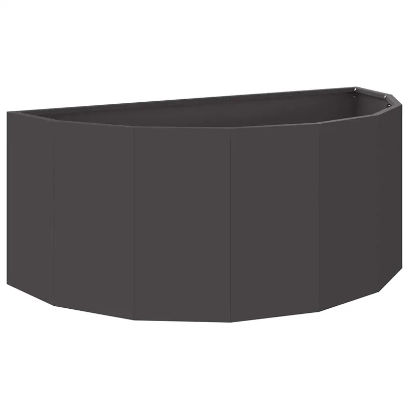 Jardinière demi-ronde moderne pour jardin terrasse 90 x 45 x 35 cm en acier noir 02_0052929