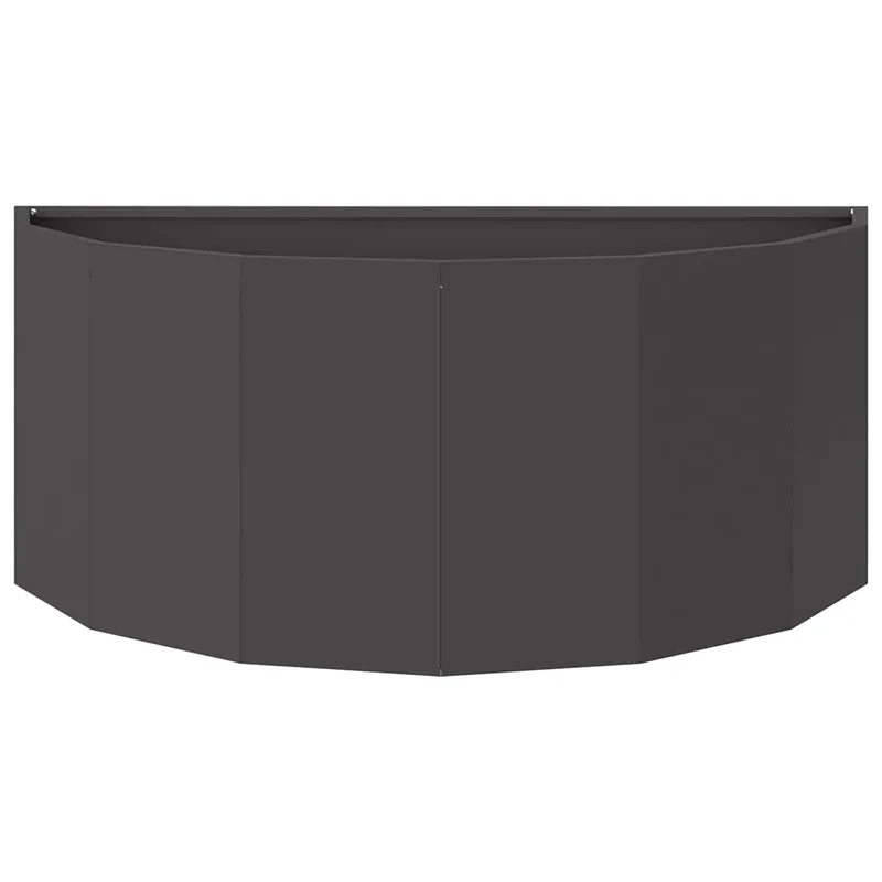 Jardinière demi-ronde moderne pour jardin terrasse 90 x 45 x 35 cm en acier noir 02_0052929