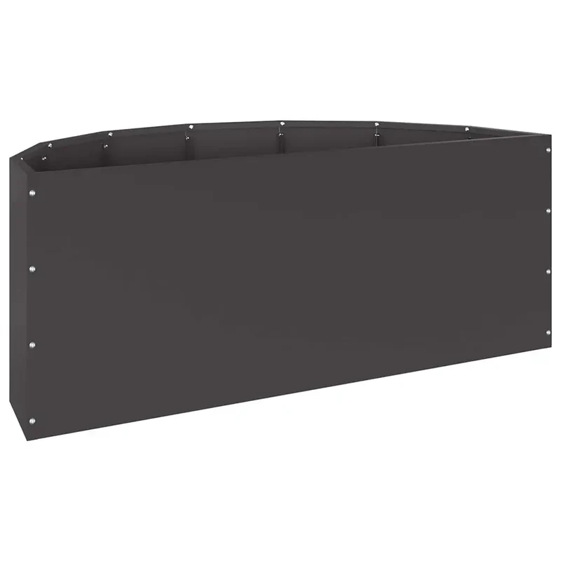 Jardinière demi-ronde moderne pour jardin terrasse 90 x 45 x 35 cm en acier noir 02_0052929