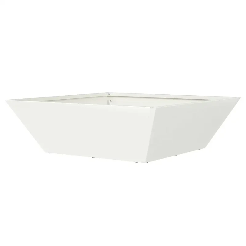 Cache-pot de jardin trapézoïdal moderne extérieur polyvalent 50 x 50 x 15 cm en acier laminé à froid blanc 02_0052384