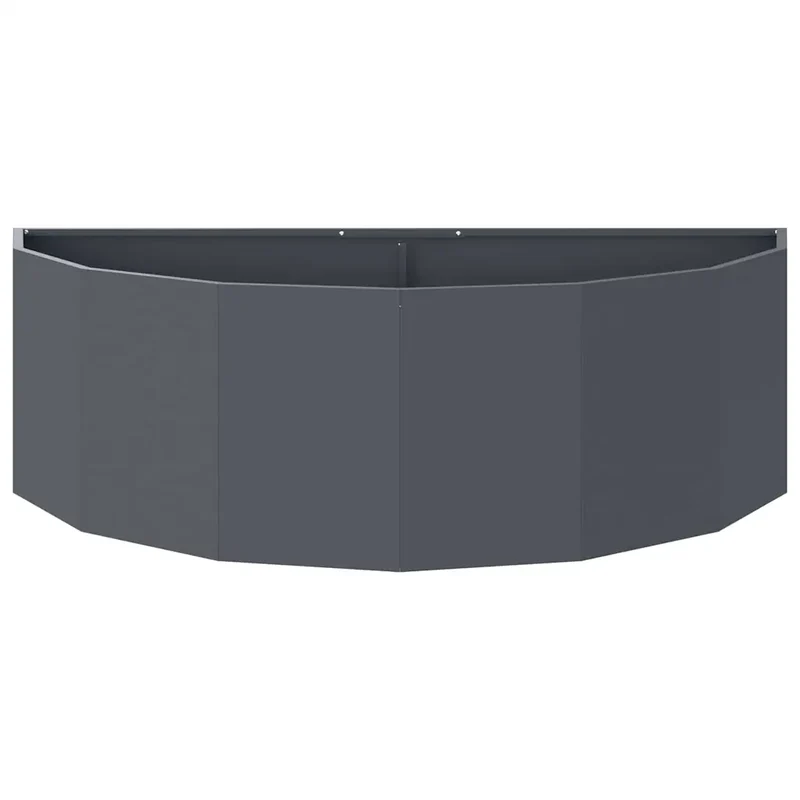 Jardinière demi-ronde esthétique moderne 120 x 60 x 35 cm pour extérieur en acier anthracite 02_0052924