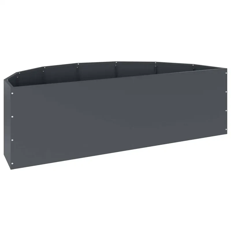 Jardinière demi-ronde esthétique moderne 120 x 60 x 35 cm pour extérieur en acier anthracite 02_0052924
