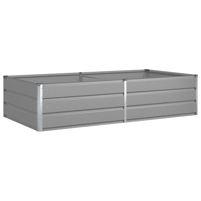 Jardinière rectangulaire moderne espace extérieur 195 x 100 x 45 cm en acier galvanisé gris clair 02_0059207