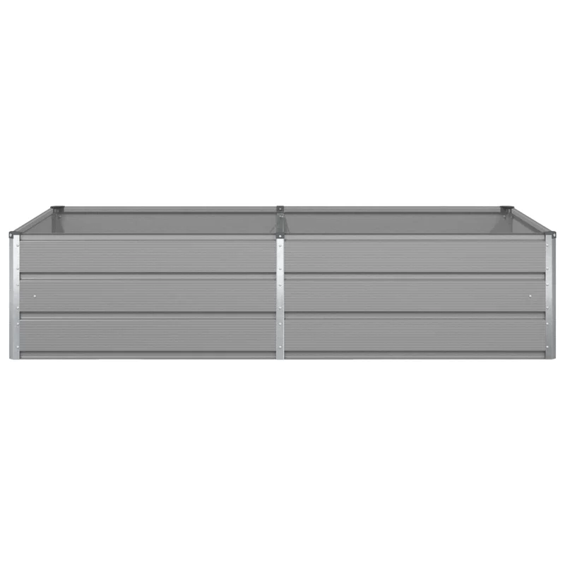 Jardinière rectangulaire moderne espace extérieur 195 x 100 x 45 cm en acier galvanisé gris clair 02_0059207
