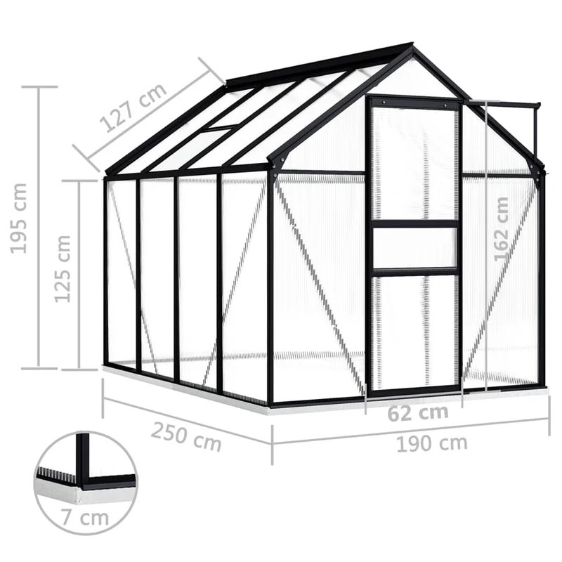 Serre tente abri plante fleur légumes avec cadre de base aluminium 4,75 m² anthracite 02_0044510