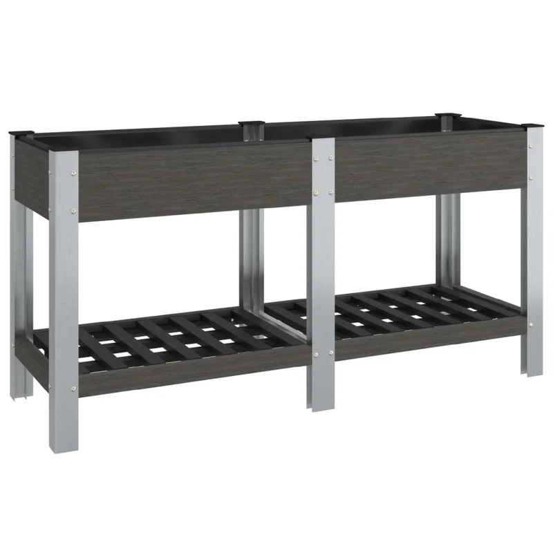 Jardinière bac lit surélevé plantes fleurs terrasse jardin de jardin avec étagère 175 x 50 x 75 cm WPC gris 02_0039774