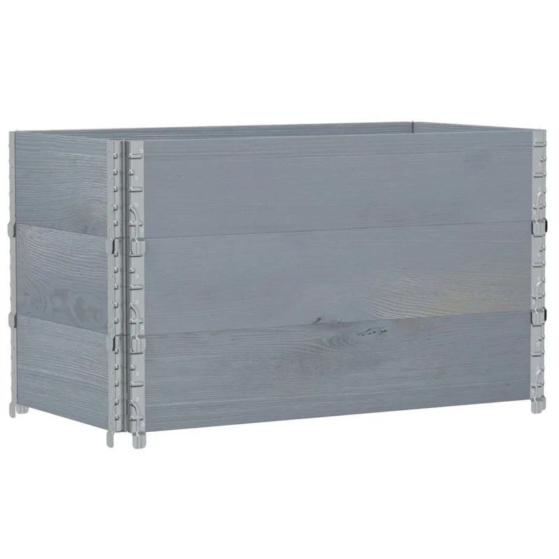 Jardinière bac lit surélevé plantes fleurs terrasse jardin 100 x 50 cm bois massif de pin gris 02_0037282
