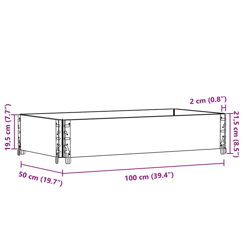 Jardinière bac lit surélevé plantes fleurs terrasse jardin 100 x 50 cm bois massif de pin gris 02_0037280