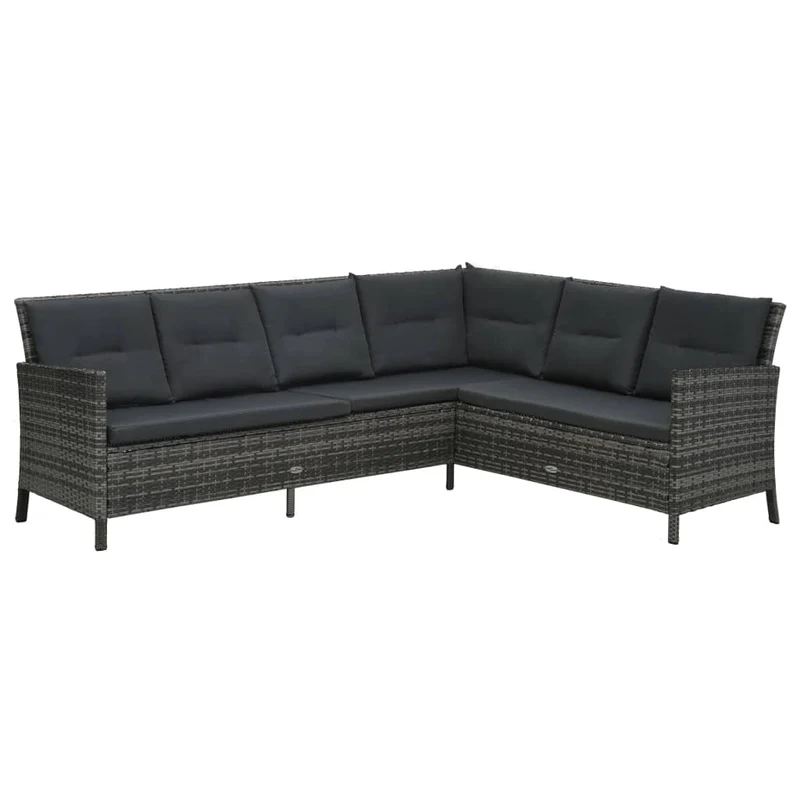 Salon de jardin meuble d'extérieur ensemble de mobilier 3 pièces avec coussins résine tressée gris 02_0015998