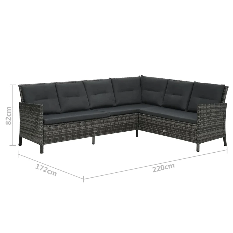 Salon de jardin meuble d'extérieur ensemble de mobilier 3 pièces avec coussins résine tressée gris 02_0015998
