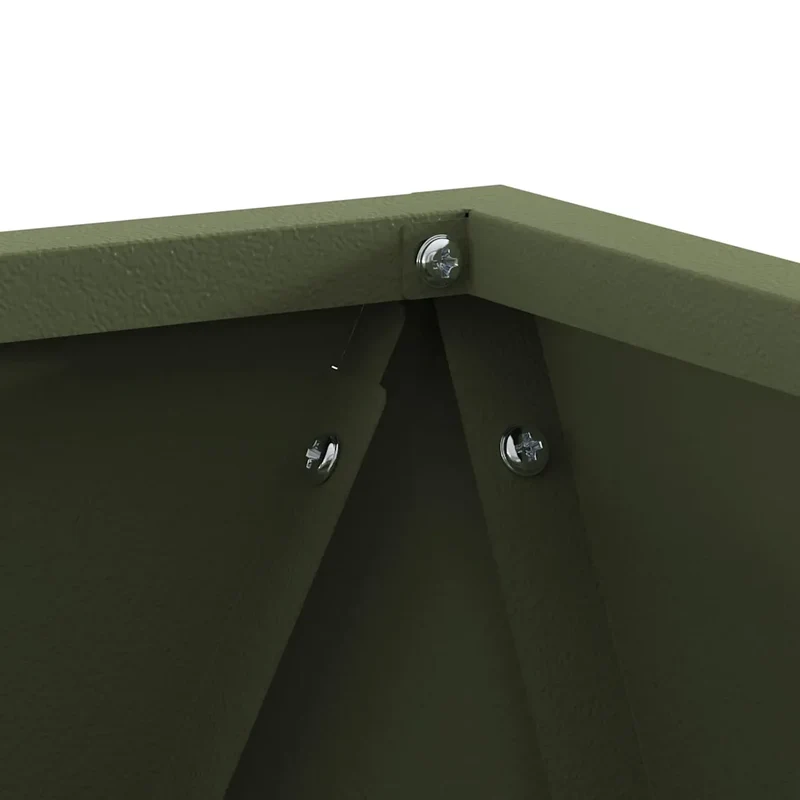 Jardinière carrée moderne extérieur 30 x 30 x 30 cm avec base consolidée en acier vert olive 02_0053054