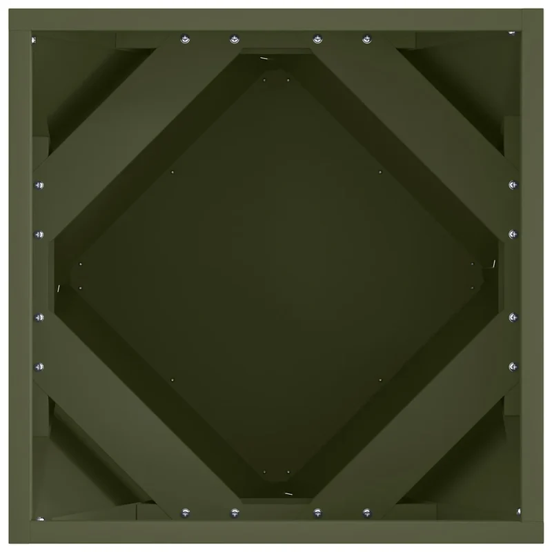 Jardinière moderne pour extérieur 40 x 40 x 40 cm avec base intégrée élégante design en acier vert olive 02_0053068