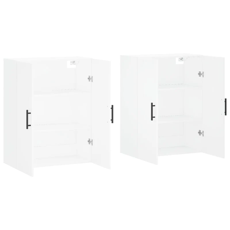 Lot de 2 armoires murales pratiques 69,5 x 34 x 90 cm rangement élégant en bois d'ingénierie blanc 02_0055372