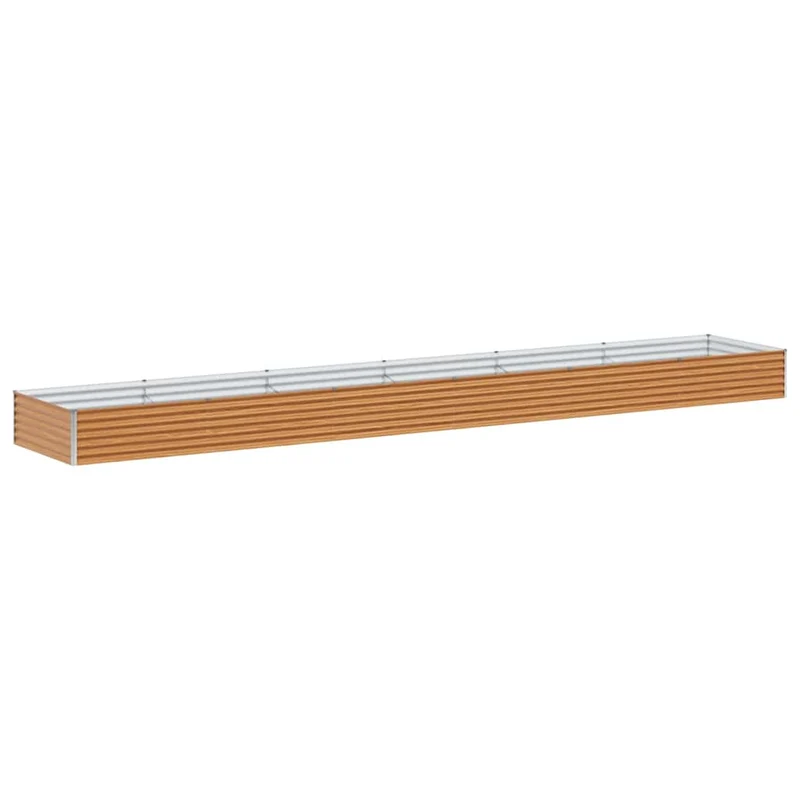 Jardinière surélevée extérieure 582 x 100 x 36 cm drainage optimal style industriel en acier galvanisé marron clair 02_0059050