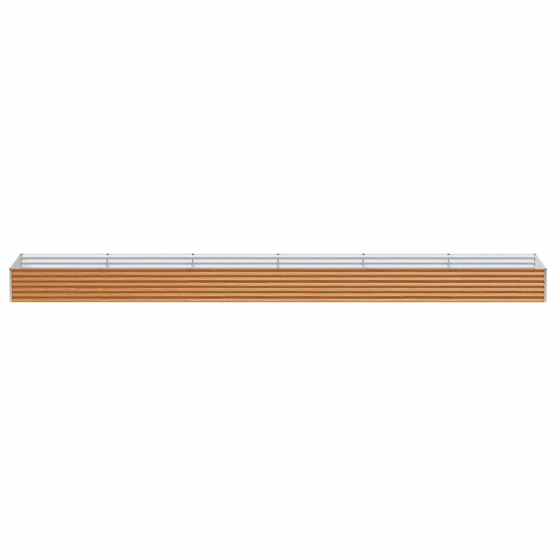 Jardinière surélevée extérieure 582 x 100 x 36 cm drainage optimal style industriel en acier galvanisé marron clair 02_0059050