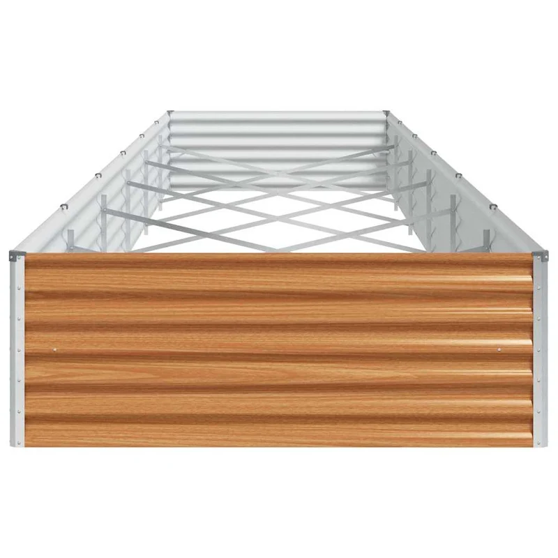 Jardinière surélevée extérieure 582 x 100 x 36 cm drainage optimal style industriel en acier galvanisé marron clair 02_0059050