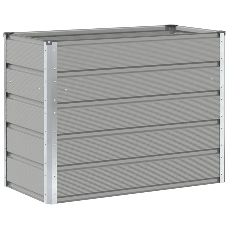 Jardinière moderne pour jardin terrasse 100 x 50 x 45 cm ambiance industrielle en acier galvanisé gris clair 02_0059197
