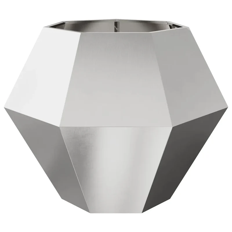 Jardinier rectangulaire extérieur design moderne 100 x 100 x 80 cm en acier inoxydable argent 02_0053098