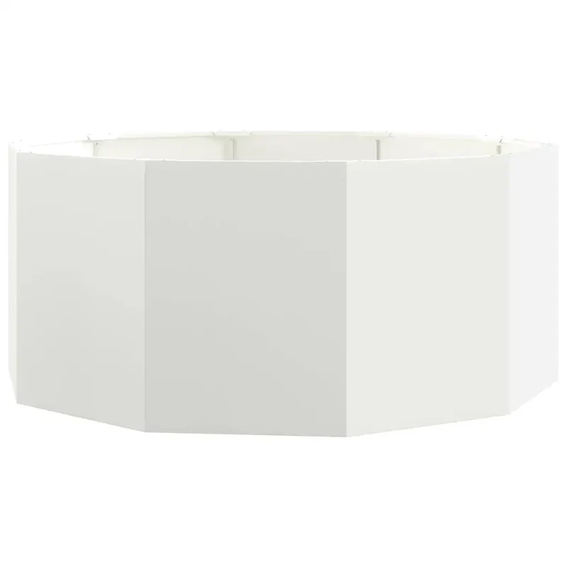 Jardinière ronde extérieure durable 120 x 120 x 50 cm design moderne pour jardin balcon en acier blanc 02_0052986