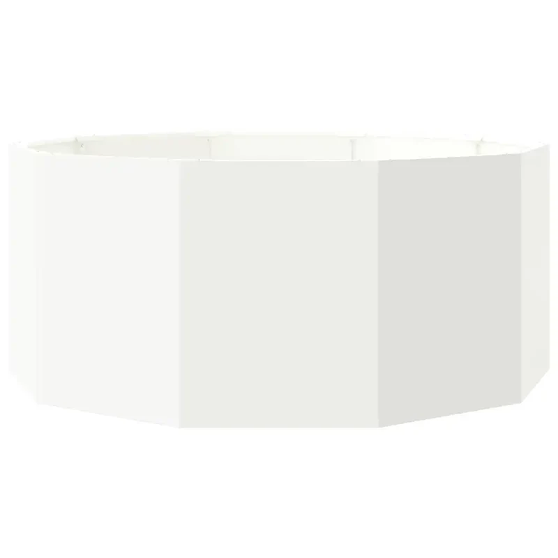 Jardinière ronde extérieure durable 120 x 120 x 50 cm design moderne pour jardin balcon en acier blanc 02_0052986