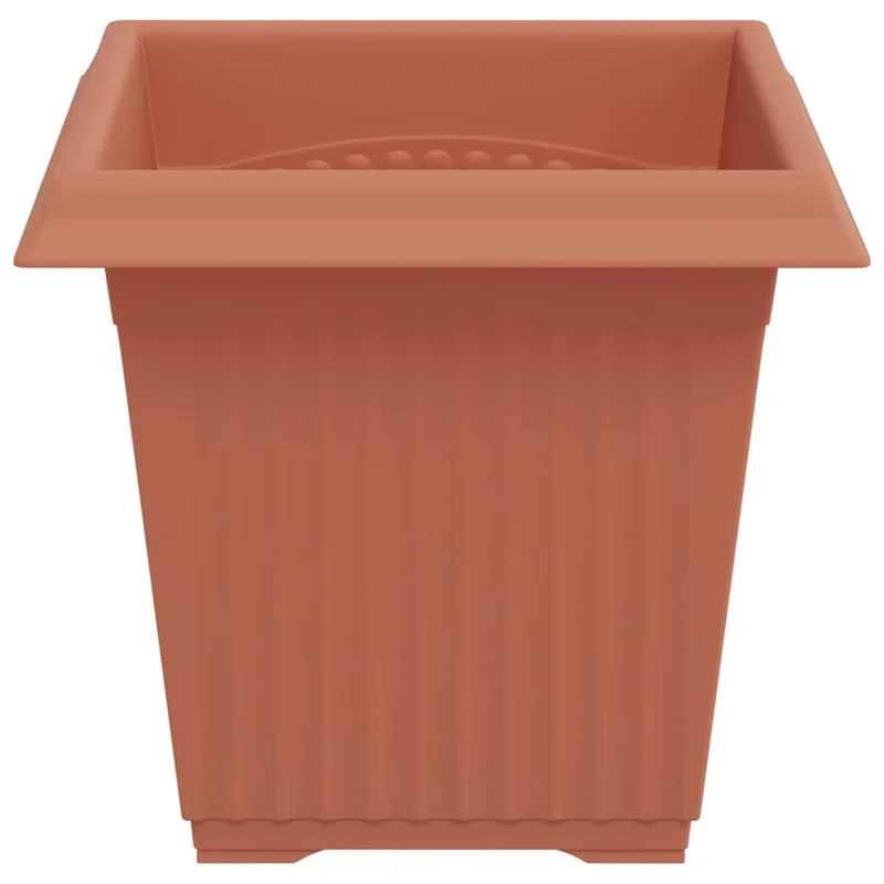 Lot de 24 pots de fleurs carrés légers modernes jardin intérieur extérieur 43 x 43 x 33.5 cm en plastique rouge brique 02_0059367