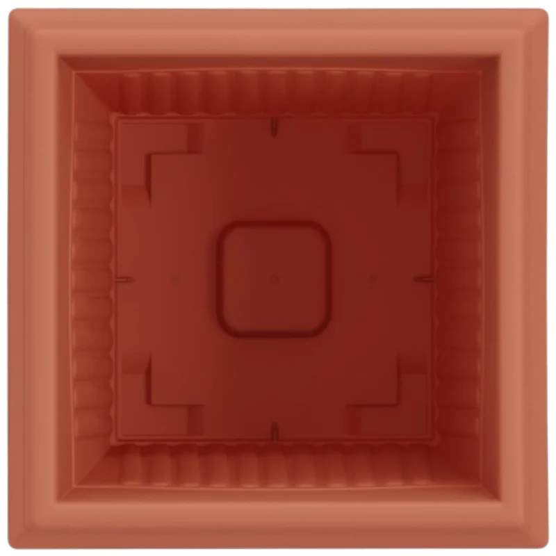 Lot de 24 pots de fleurs carrés légers modernes jardin intérieur extérieur 43 x 43 x 33.5 cm en plastique rouge brique 02_0059367