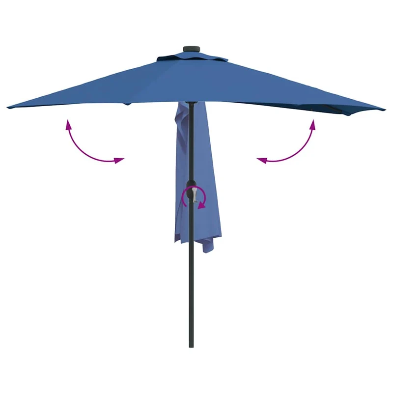 Parasol de jardin moderne pliable 294 x 150 x 224 cm avec éclairage LED déco extérieur en polyester azur 02_0058673