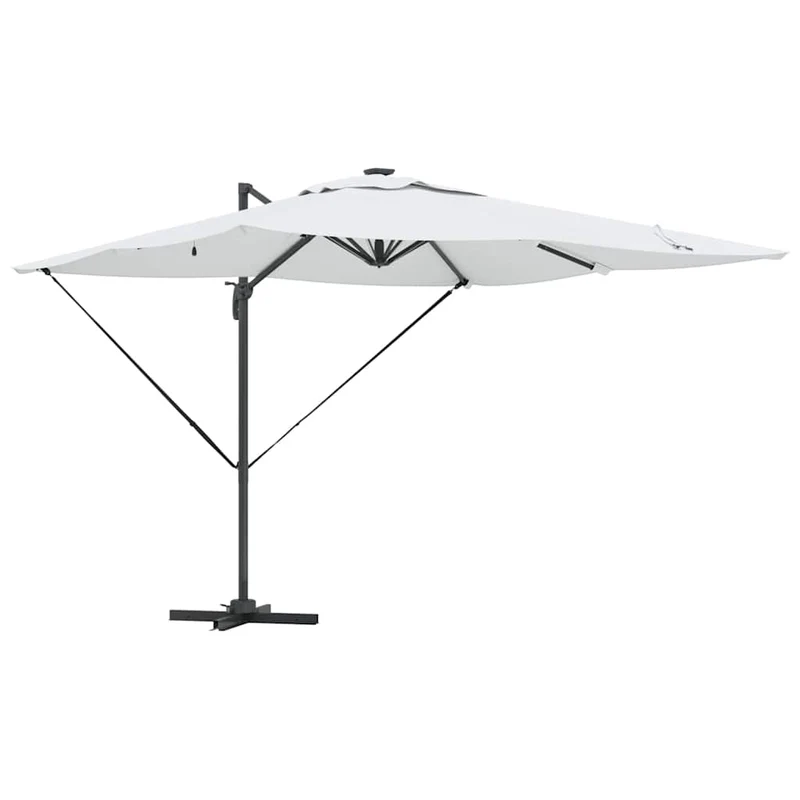 Parasol déporté rectangulaire 286 x 284 x 270 cm avec rotation 360° pour jardin terrasse en aluminium sable 02_0058691
