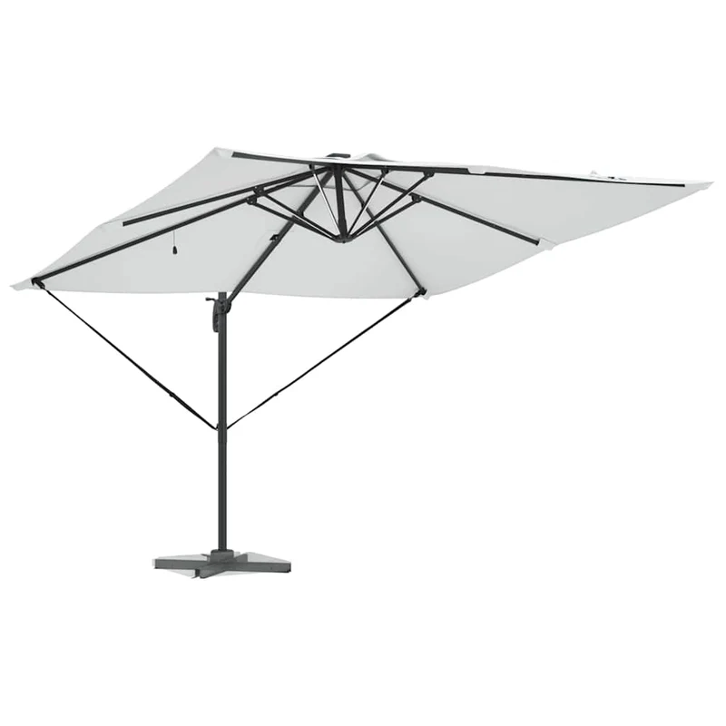 Parasol déporté rectangulaire 286 x 284 x 270 cm avec rotation 360° pour jardin terrasse en aluminium sable 02_0058691