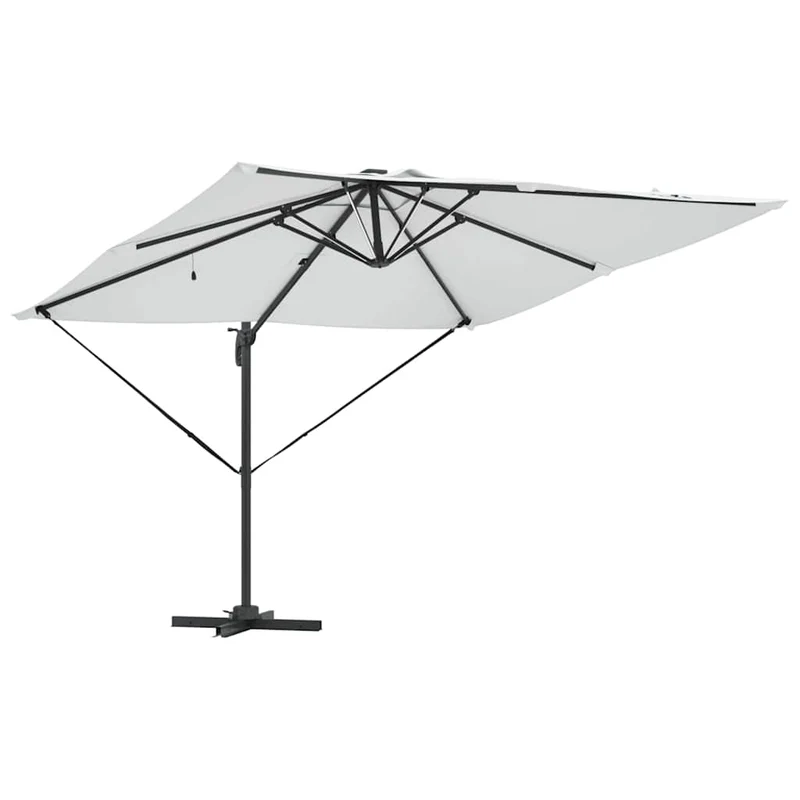 Parasol déporté rectangulaire 286 x 284 x 270 cm avec rotation 360° pour jardin terrasse en aluminium sable 02_0058691