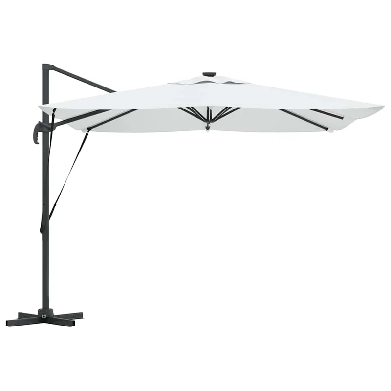 Parasol déporté rectangulaire 286 x 284 x 270 cm avec rotation 360° pour jardin terrasse en aluminium sable 02_0058691