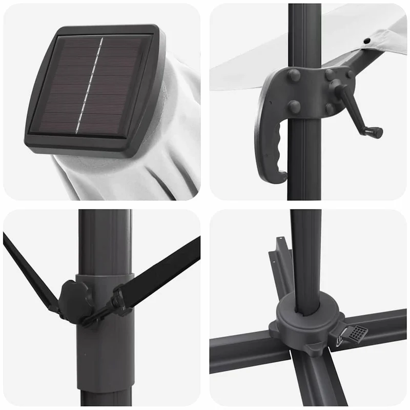 Parasol déporté rectangulaire 286 x 284 x 270 cm avec rotation 360° pour jardin terrasse en aluminium sable 02_0058691
