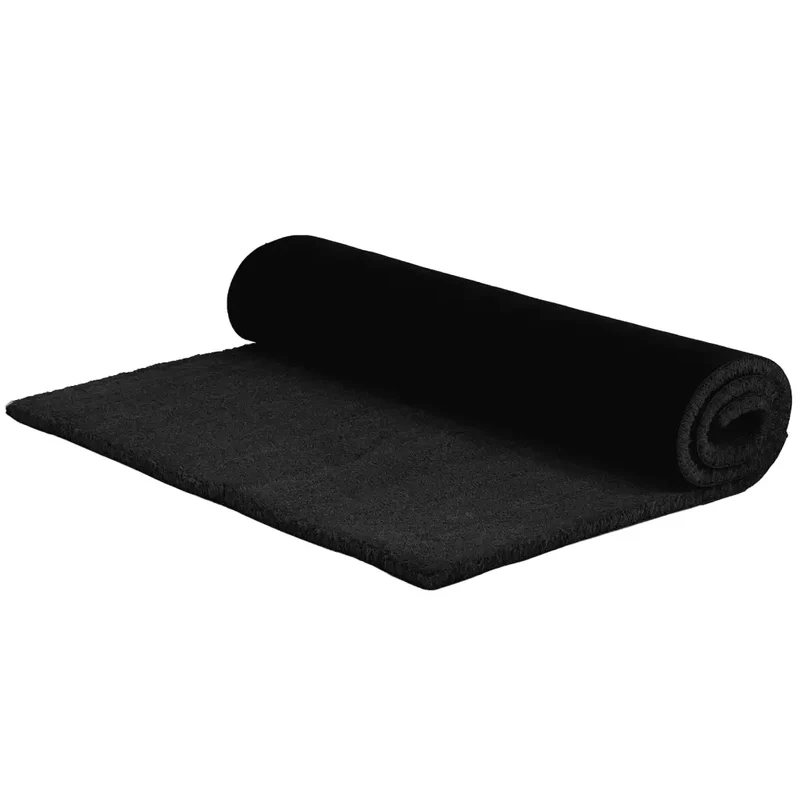 Tapis de porte touffeté intérieur extérieur 100 x 200 cm avec support antidérapant moderne en fibre de coco noir 02_0046166