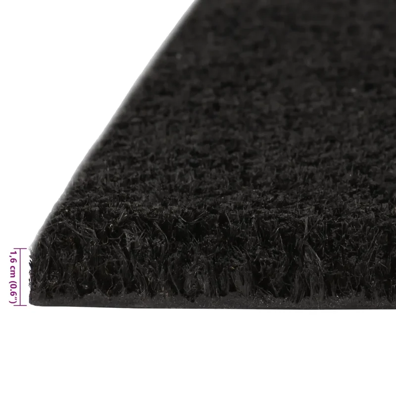 Tapis de porte noir touffeté 40 x 60 cm support antidérapant intérieur extérieur en fibre de coco noir 02_0046160