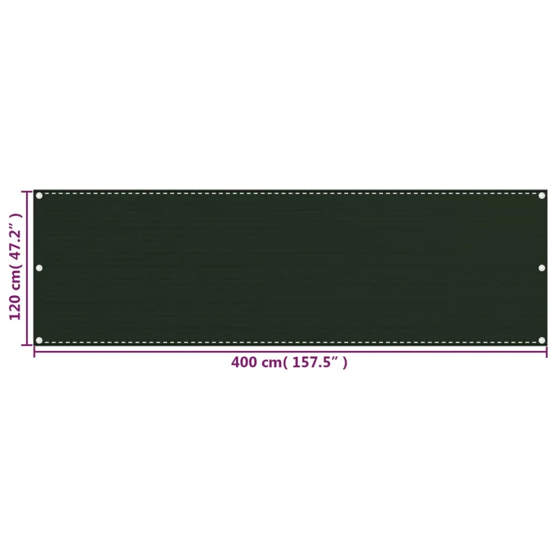 Écran de balcon brise pare vue protection confidentialité vert foncé 120 x 400 cm PEHD 02_0010432