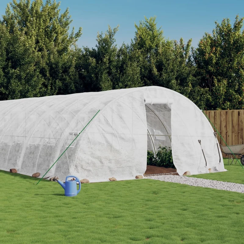 Serre tente abri plante fleur légumes avec cadre en acier 120 m² 24 x 5 x 2,3 m blanc 02_0044543