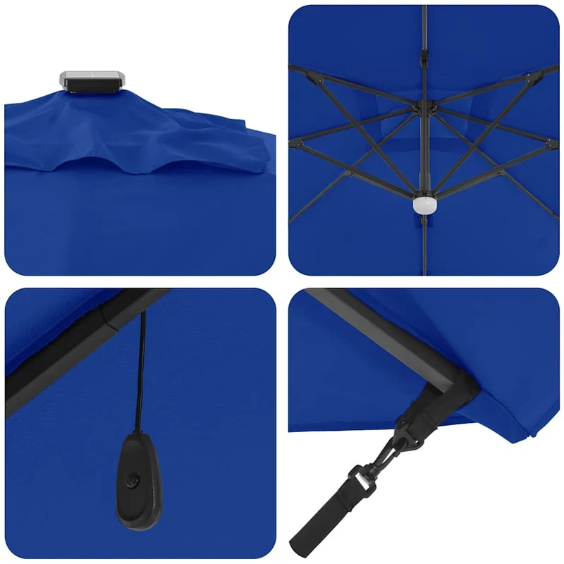 Parasol rectangulaire design moderne extérieur inclinable 286 x 284 x 270 cm en aluminium bleu 02_0058728