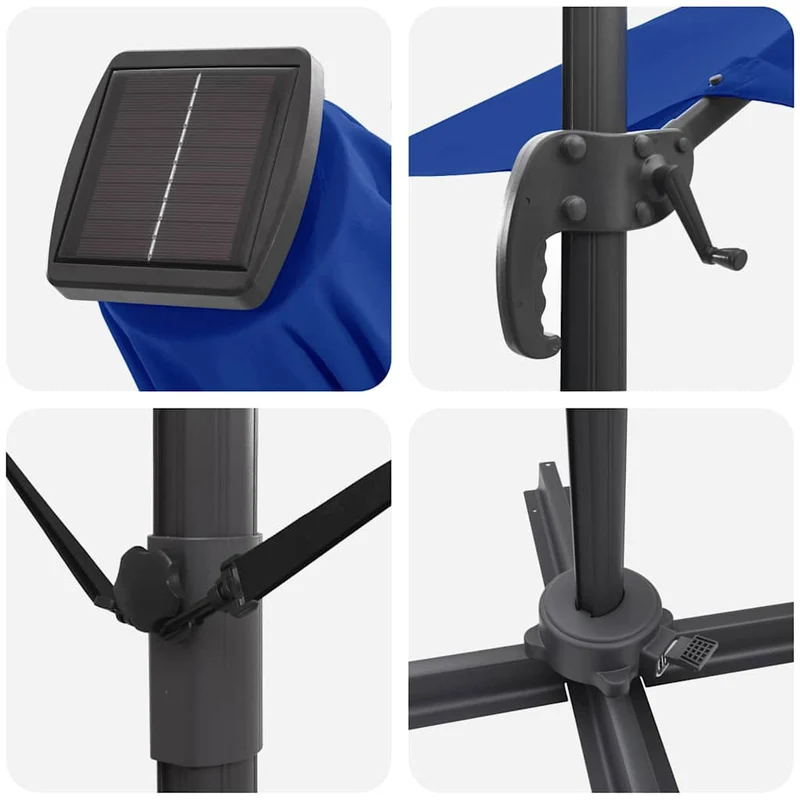Parasol déporté inclinable et pivotant extérieur 351 x 250 x 253 cm en polyester azur 02_0058736
